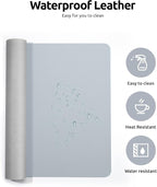 YSAGi Leather Desk Protector, Office Mat, Large Mouse Mat, Non-Slip PU Leather Blotter, Laptop Desk, Waterproof Writing Pad for Office and Home (Light Grey, 31.5" x 15.8")