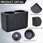 Oak Solid Wood Pen &Pencil Holder for Desk, Office Stationery Organizer, Table Pencil Cup Stand,Desk Accessories Holder, Two Cups Practical Design. (Char Black)