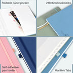 POPRUN Weekly Planner 2026 Calendar (Large 8.5" x 10.5") 12 Months Notebook with Horizontal Layout, Leather Hardcover, Inner Pocket, 100GSM Thick Paper, Pen Holder - Midnight Green