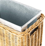 The Basket Lady Large Rectangular Wicker Waste Basket with Metal Liner, 14.5 in L x 9 in W x 18 in H, Sandstone