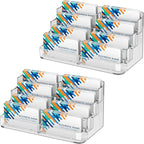 MaxGear Acrylic Business Card Holder for Desk Multiple Business Card Holders, Premium Cards Stand, Clear Plastic Cards Display Holder with 4 Tier for Exhibition, Home and Office, 8 Pocket, 2 Pack