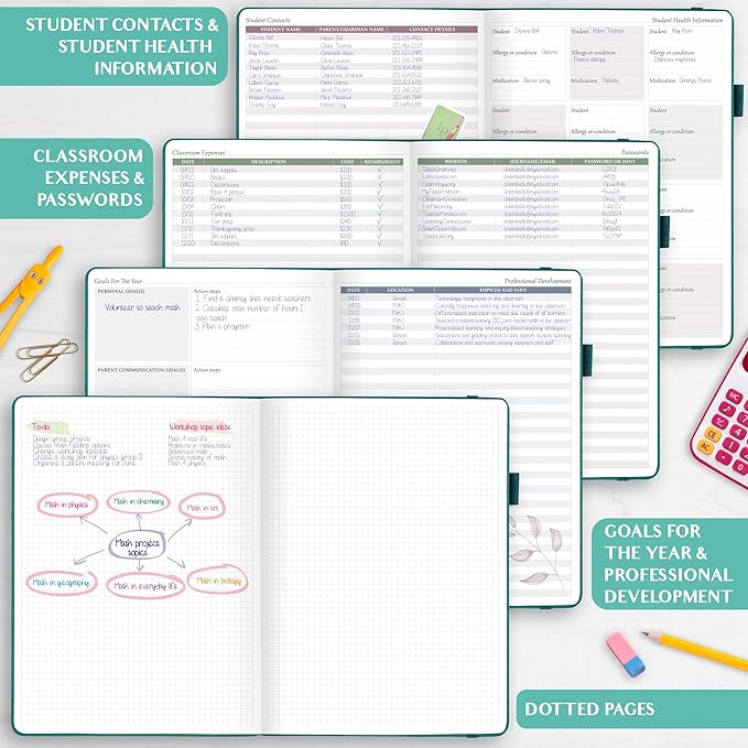 Legend Teacher Planner – Undated Lesson Plan Book for Teachers with Weekly & Monthly Calendars - Classroom Organization & School Year Planner – 8.5”x11.5” Hardcover (Viridian Green)