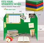 24 Pack Colorful Privacy Floders for Student Desks - Durable Plastic Erasable - Testing Dividers for Classroom - Easy Clean Privacy Shields for Student Testing Desk dividers- Includes Extra Labels