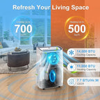 14,000 BTU Portable Air Conditioners for 700 Sq.Ft, 4-in-1 Room Air Conditioner with Cooling, Heating, Dehumidifier, Fan, Remote, Sleep Mode, Auto Swing, 24H Timer, Self-Evaporating Portable AC Unit