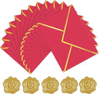 60 Pack Gold Envelopes 5x7 Rose Red, 250G Pearled Cardstock A7 Envelopes for Invitations Business Mailing Envelope with Gold Foil Border, A6 4x6 Envelopes for Wedding Baby Shower Cards