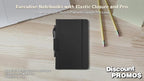 DISCOUNT PROMOS 10 Executive Notebooks with Pen Pack - 6 x 8.5 inches, Recycled, Pen Loop, Closure Strap - Black