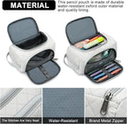 XQXA Extra Large Capacity Pencil Case Organizer, Multifunctional Pencil Pouch with Compartmens, Travel Pen Pouch Simple Stationery Pen Bag, Nylon Pencil Bag for Adults (Beige)