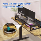 Simple Trending Dual Monitor Stand Riser, Tempered Glass Computer Desk Organizer with Mouse Pad for Laptop, iMac, TV, Black