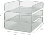 Safco Onyx Desktop Organizer, 3-Tier Paper Tray, Durable Steel Mesh Construction,Silver