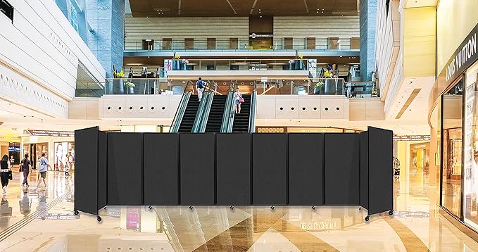 Versare Room Divider 360 Portable Wall Partition | Folding Panels | Large Freestanding Divider | Locking Wheels | Temporary Room Separator