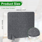 PATIKIL Desk Divider, 2 Set 24 x 24 Inch Acoustic Freestanding Desk Divider Desk Privacy Panel with 4 Pcs Support Feet for Library Office Workstation, Dark Grey