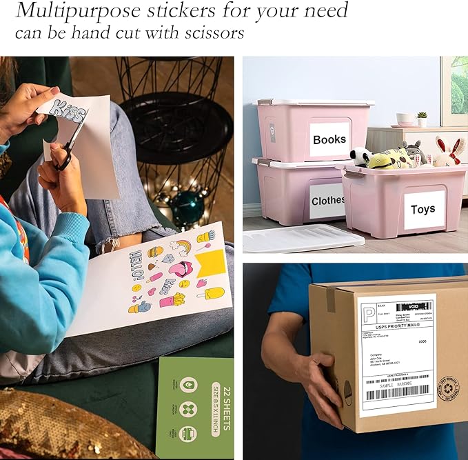 8.5" x 5.5" Half Page Self Adhesive Shipping Label, Compatible Laser & Inkjet Printers, White, 2 Labels Per Sheet(250 Sheet Total 500 Labels)