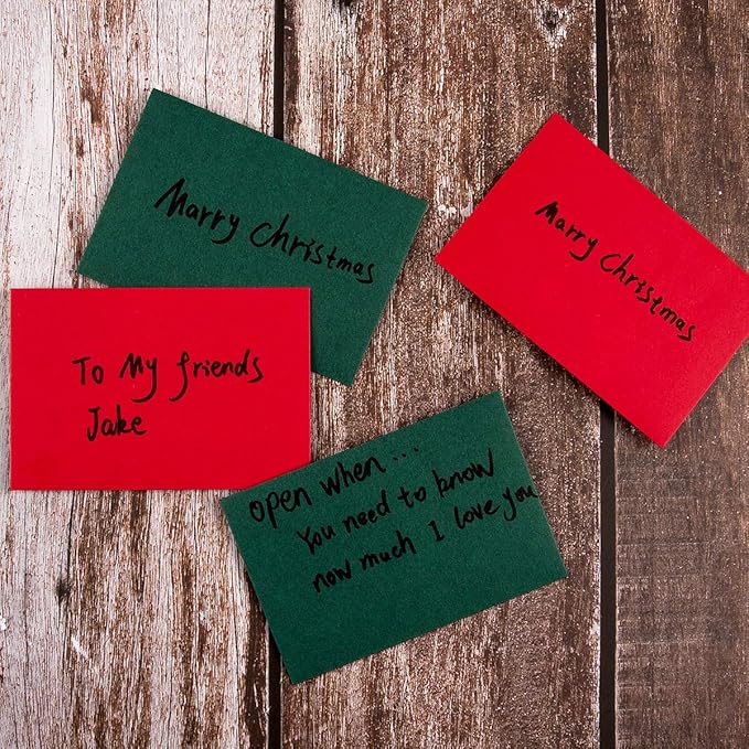 120 Pack Mini Envelopes Christmas Red and Green Envelopes Self-Adhesive Kraft Paper Tiny Pockets for Holiday Small Gift Cards Invitations Business Notes(4.13"×2.76") (Green and Red)