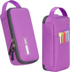 ECHSRT Big Pencil Case, Aesthetic Portable Zipper Pencil Bag with Hidden Pocket, Special Pouch for Men Women Adults, Stationery Organizer Pen Cases for Office Travel, Purple