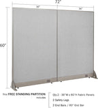 GOF Freestanding Office Partition, Large Fabric Room Divider Panel, 72" W x 60" H
