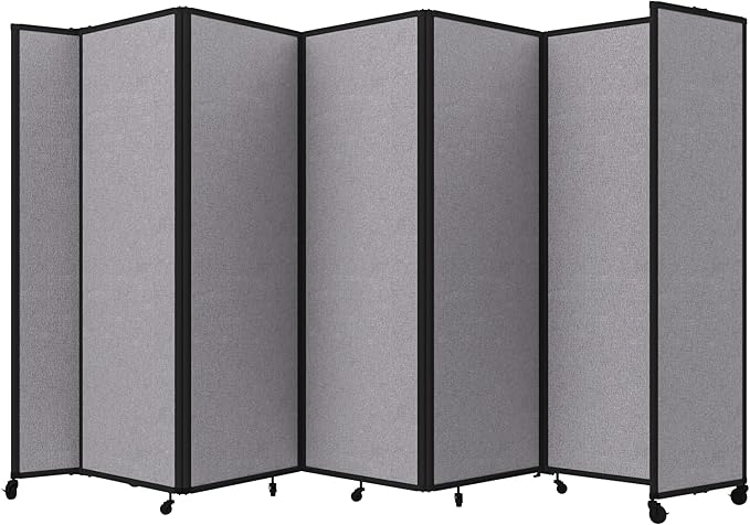 Versare Room Divider 360 Portable Wall Partition | Folding Panels | Large Freestanding Divider | Locking Wheels | Temporary Room Separator