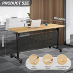 Foldable Conference Table, Folding Conference Room Table with Wheels, Flip Top Mobile Training Table, Rolling Seminar Meeting Table for Office Training Room Classroom (6pack 55.1in)