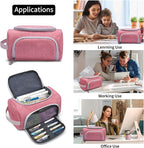 XQXA Extra Large Capacity Pencil Case Organizer, Multifunctional Pencil Pouch with Compartmens, Travel Simple Stationery Bag, Nylon Pencil Bag for Adults (Pink)