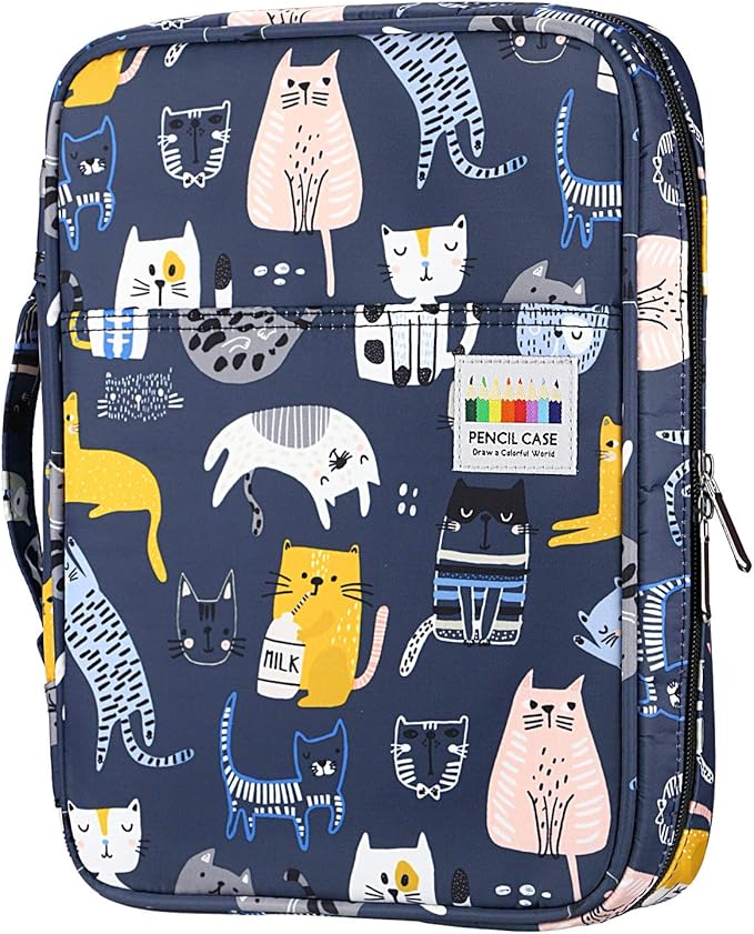 YOUSHARES Colored Pencil Case 166 Slots Pen Case Organizer with Handy Wrap & Zipper, Multilayer Holder for Prismacolor Colored Pencils & Gel Pen (Sports Cat)