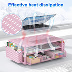 gianotter Desk Organizers and Accessories, Monitor Stand with Drawer and 2 Pen Holder, Desktop Organizer Suitable for Offices and Dormitories (Pink)