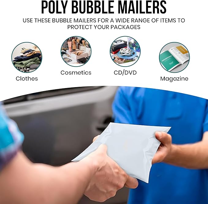 Levex - #1 7.25" x 12" [5 Pack] Poly Bubble Mailers, Padded Envelope Mailers, Packing Envelope & Mailing Bags for Shipping