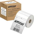 4" x 1" Thermal Labels | 4 Rolls | 5360 Labels | fits Zebra, Munbyn, Rollo, Godex, Arkscan, iDPRT, Offnova Thermal Label Printers and More | Blank White Adhesive Stickers by Ecotherm