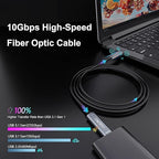 USB C to C Fiber Optic Extension Cable 10M/33FT, USB 3.2 10Gbps Long Distance Active Optical USB C GEN2 Cable for VR/AR, Quest2, Webcam, Camera, Mini PC and More - Grey
