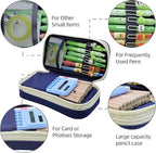 Large Capacity Pencil Case - Durable Zipper Aesthetic Pen Pouch, Big Storage Organizer for School, Office & Travel - Waterproof & Multi-Use (Blue)