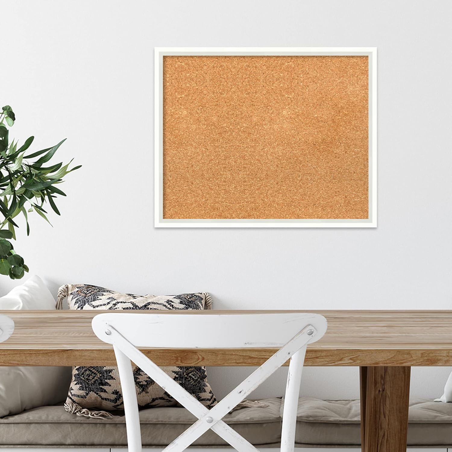 Amanti Art Natural Cork Board for Wall, 17x21 Vision Board with White Frame, Small Corkboard Office Decor for Home Organization, Modern Corkboard Pinboard to Display Items for Home Organization in
