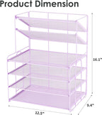 6-Tier Letter Tray Paper Organizer, Desk Organizers and Accessories, Desktop File Organizer, Office Desk Accessories for Office Supplies(Purple)