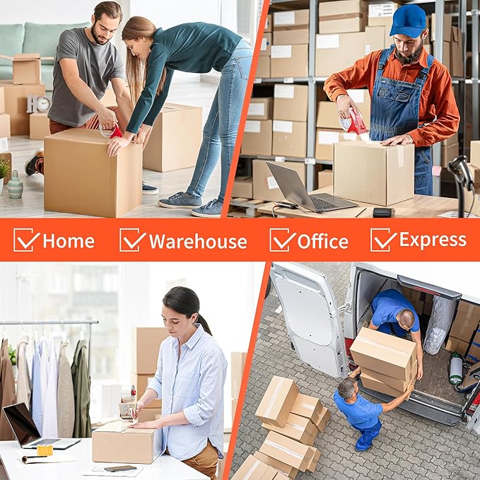 JARLINK 12 Rolls Clear Packing Tape with 2 Dispensers, Heavy Duty Packaging Tape Refills for Shipping Packaging Mailing, 2.7mil Thick, 1.88 inches Wide, 55 Yards Per Roll, 660 Total Yards