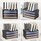 Desk Organizers and Accessories, 3-Tier Paper Organizer with 5 Vertical File Holders, File Folder Organizer (Black, 3T)