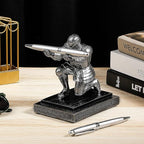 Spakon Knight Pen Holder with 2 Pens Resin Desk Organizers and Accessories Funny Executive Pen Stand Fancy Cool Office Gadgets Cool Desk Decorations for Men Home Supplies(Classic,Iron)