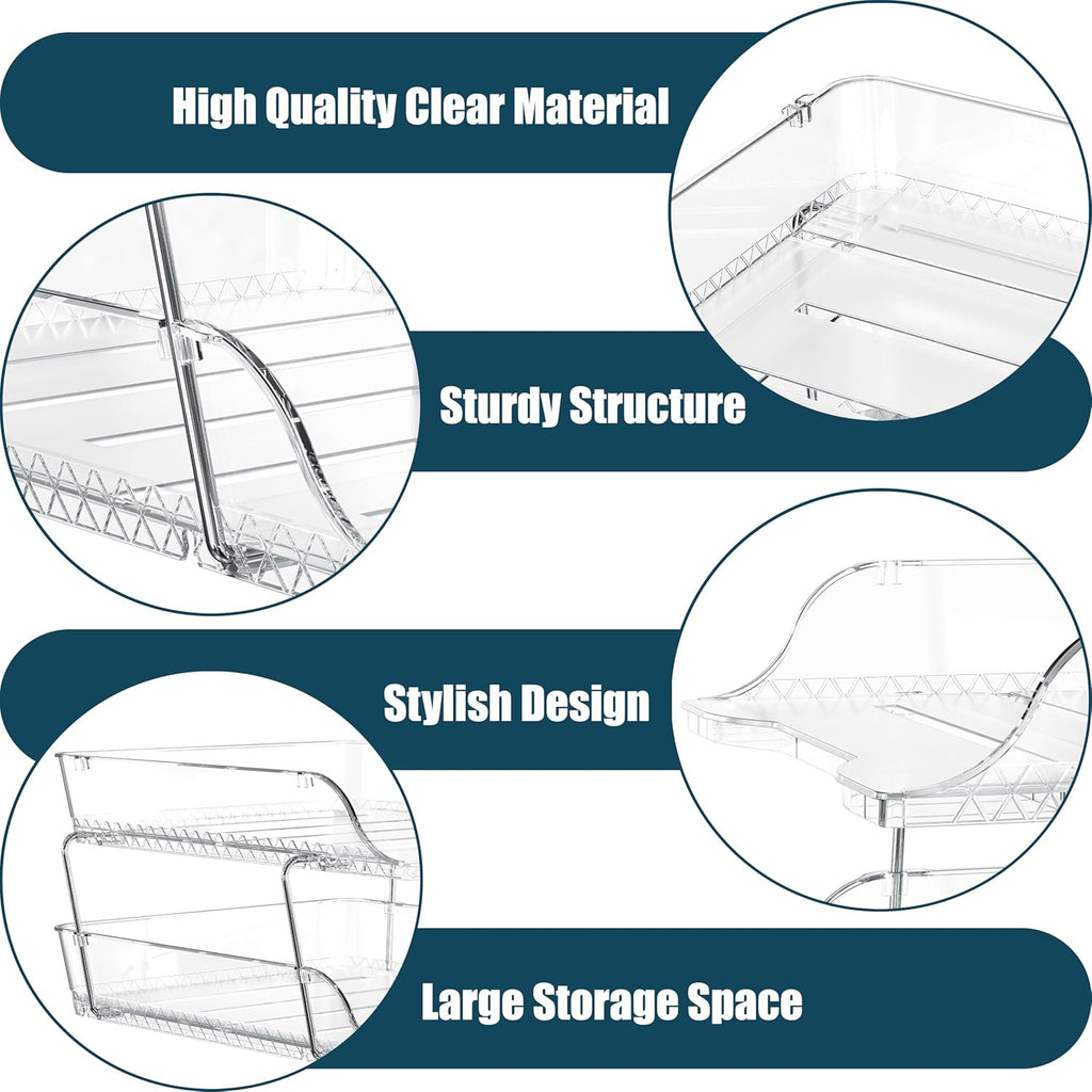 Simple Houseware 2-Tier Clear Stackable Letter Tray Organizer – Desktop File Holder for A4/Letter Size Paper, Document Sorter, Office Desk Paper Organizer, Transparent File Storage