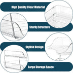 Simple Houseware 2-Tier Clear Stackable Letter Tray Organizer – Desktop File Holder for A4/Letter Size Paper, Document Sorter, Office Desk Paper Organizer, Transparent File Storage