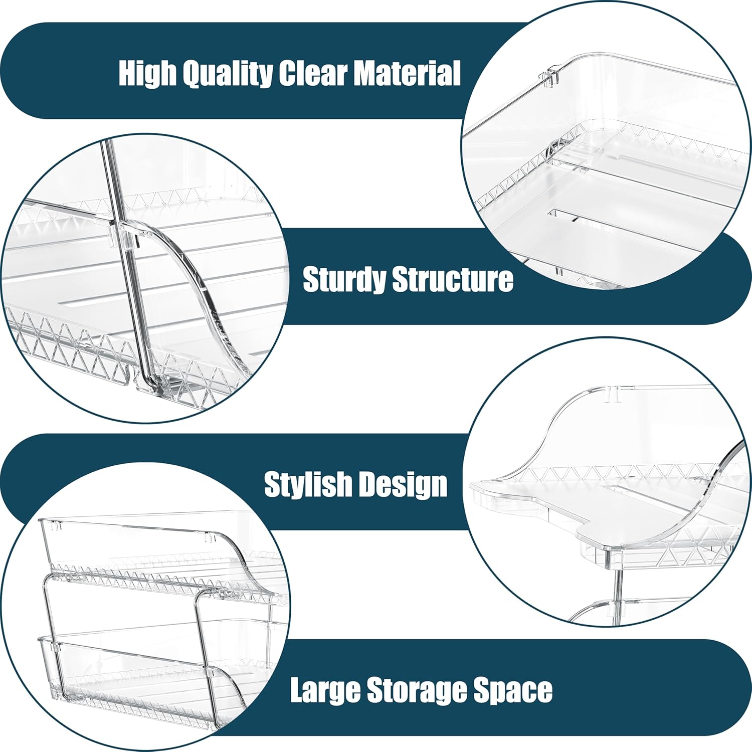 Simple Houseware 3-Tier Crystal Clear Stackable Document Letter Tray Paper Organizer – Desk Organizer for A4/Letter Size Documents, File Sorter, Paper Holder, Office Desktop File Storage, Acrylic Look