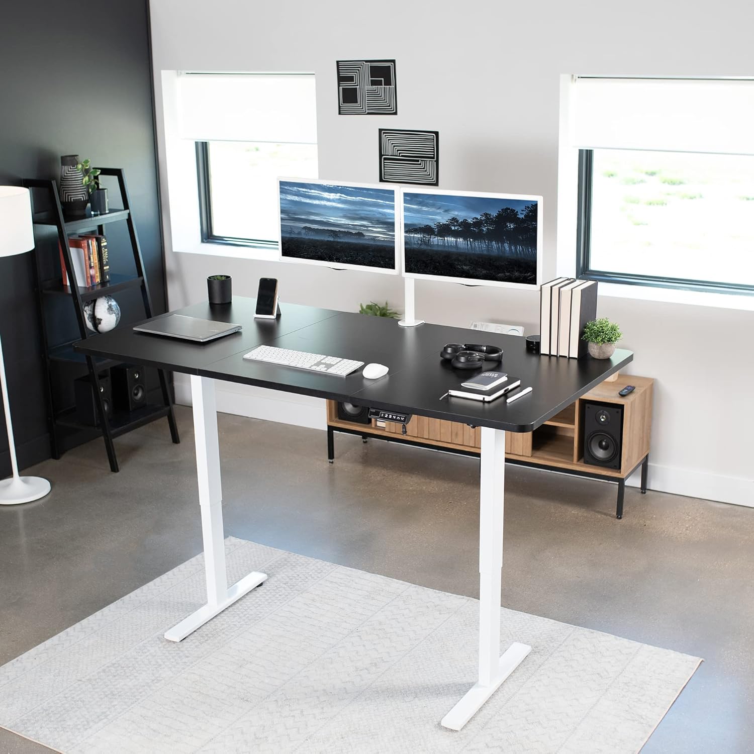 VIVO Electric 71 x 36 in Standing Desk, Memory Height Adjustment, 1B Series, Black Top White Frame, DESK-KIT-1W7B-36