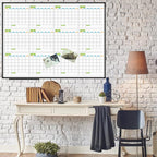 JILoffice Magnetic Dry Erase Calendar Whiteboard, 12 Months White Board Planner 48 X 36 Inch, Black Aluminum Frame Wall Mounted Board for Office Home and School