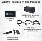 Dell D6000S Universal Dock Bundle with 130W Power Adapter – USB-C, Dual DisplayPort with 4K HDMI Cable + 4K DisplayPort Cable + USB-C Cable + Microfiber Cloth - Supports 4K Display (Renewed)
