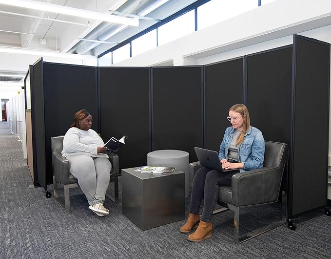 Versare Room Divider 360 Portable Wall Partition | Folding Panels | Large Freestanding Divider | Locking Wheels | Temporary Room Separator
