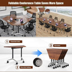 Conference Table, Folding Conference Desk Modern White, Seminar Table with Wheels, 2-10 People for Office, Meeting Break Room (8, 1915TXH, 47IN)