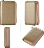 Easyoulife Genuine Leather Credit Card Holder Zipper Wallet With 26 Card Slots