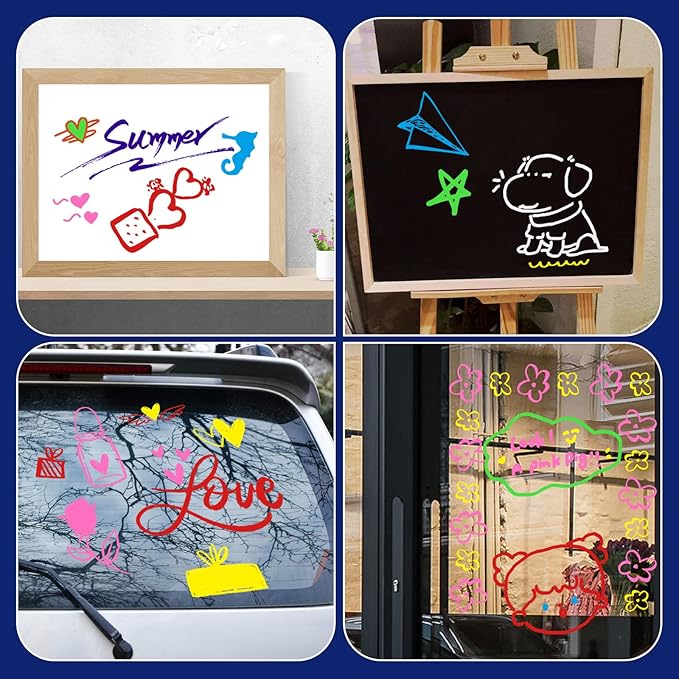 8 Pcs Liquid Chalk Markers - 7mm Assorted Colors, Washable Markers for Cars, Glass, Chalkboards, Posters, Business