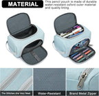 XQXA Extra Large Capacity Pencil Case Organizer, Multifunctional Pencil Pouch with Compartmens, Travel Simple Stationery Bag, Nylon Pencil Bag for Adults (Blue)