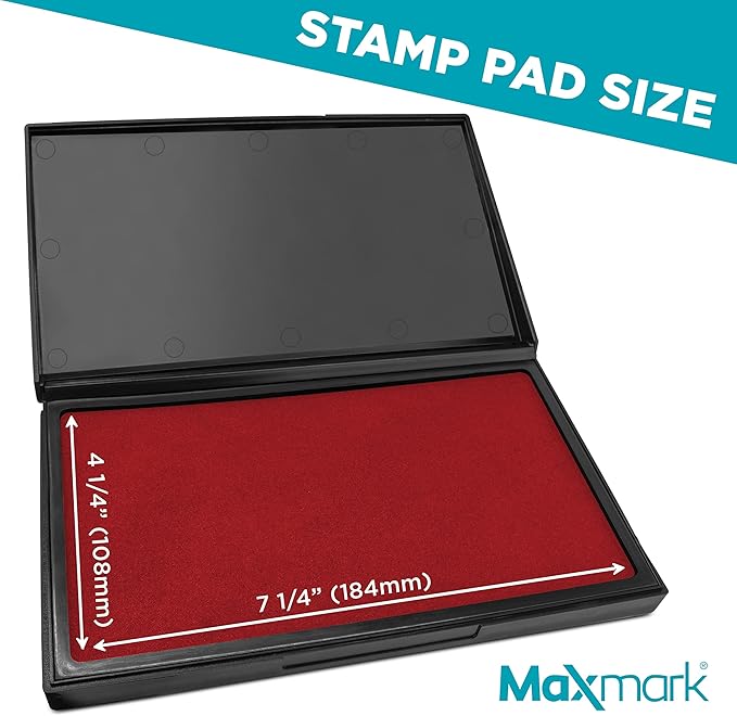 MaxMark Large Crimson Red Stamp Pad - 4-1/4" by 7-1/4" - Premium Quality Felt Pad