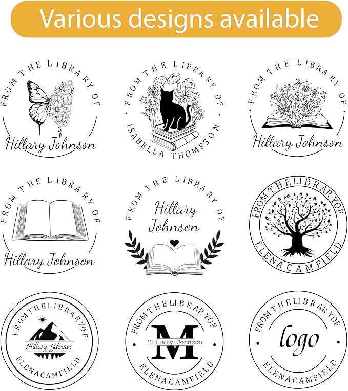 Customized Stamp Self Inking with Personalized Logo&Text Reusable Business Stamp for Book Lovers Teachers Librarians Ideal Gift for Birthday Holidays