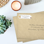 Retro Floral Rolled Address Labels/Roll of 250 Personalized Return Address Labels/Designer Return Address Stickers in Elegant Plastic Dispenser