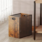 Retro Office Trash Can, Iron and Wood Combination Bedroom Garbage Can, Rectangular Design Wastebasket with Handle, Industrial Style Trash Can for Home Office, 4.5 Gallon (Patent Pending)