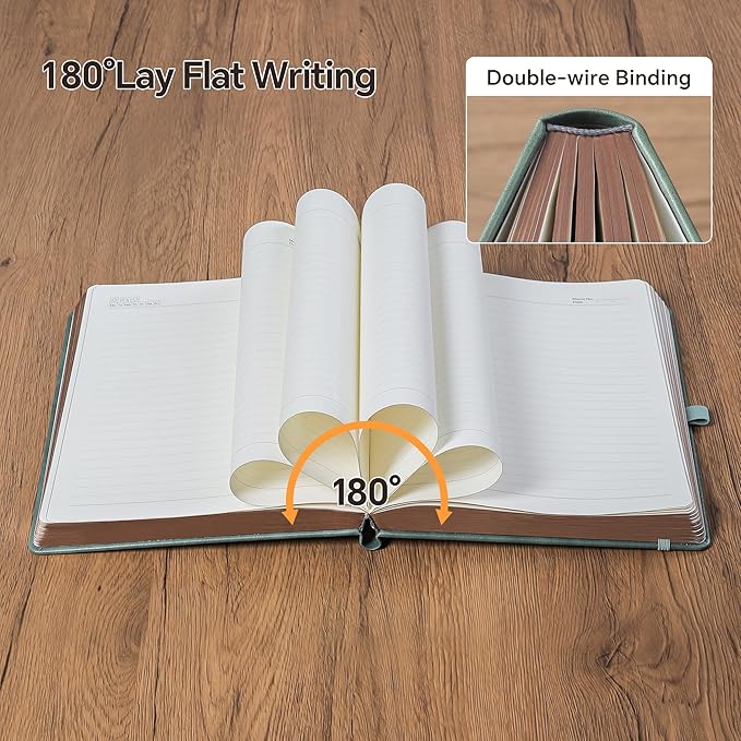 ZXHQ B5 360 Pages Lined Journaling Notebooks with Pen, Journals for Women Men Writing Notebook, Tree of Life Design, Brown Edge, Fine Inner Pocket - Grey