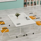 Folding Conference Table – Portable Flip-Top Desk with Locking Wheels, 47.2IN Conference Room Tables Modular Office Desk Heavy-Duty Metal Frame,Space-Saving Design for Meeting & Training Rooms(2PACK)